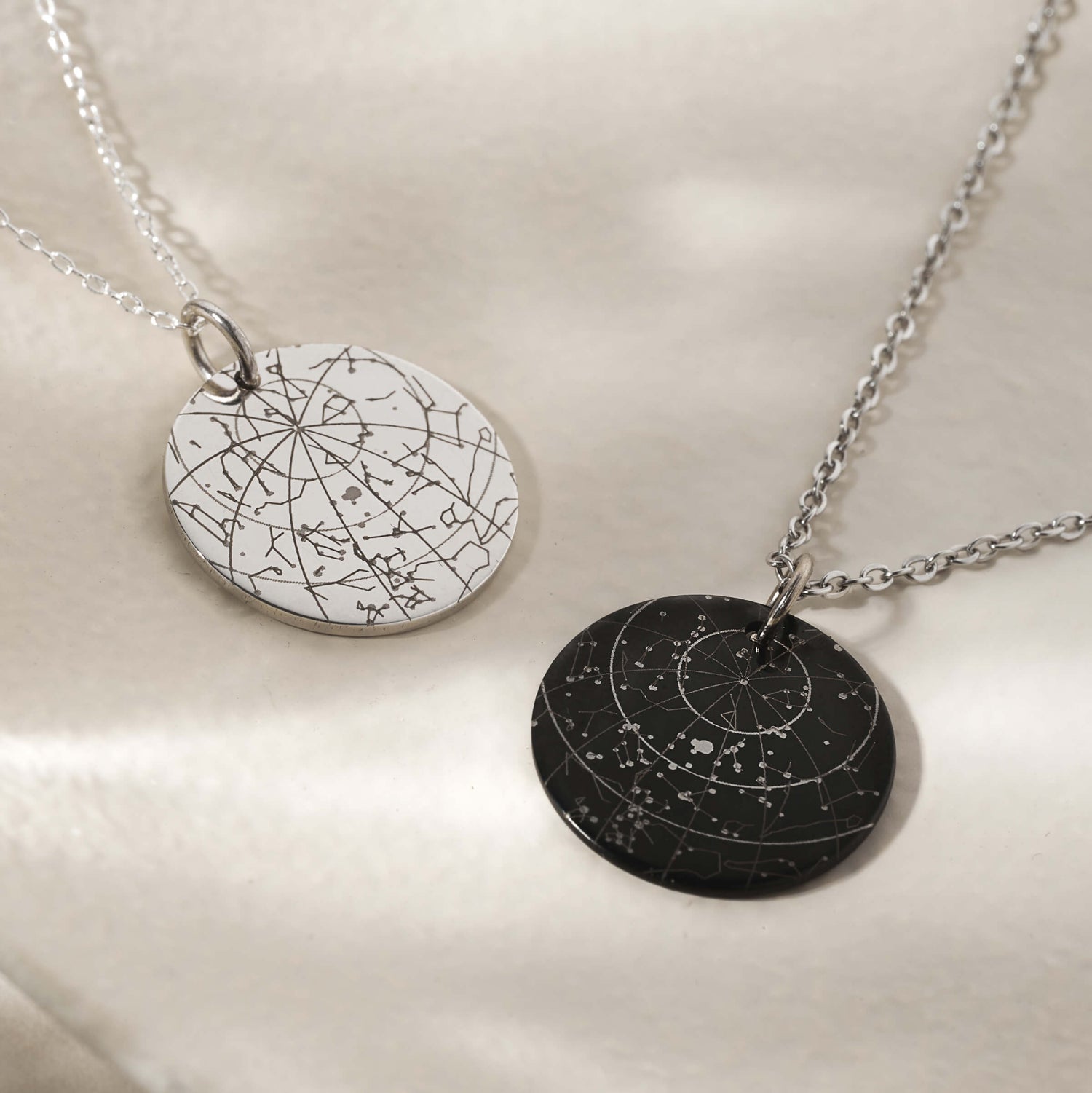 Maps for Moments - Black or silver personalised star map necklace for mum